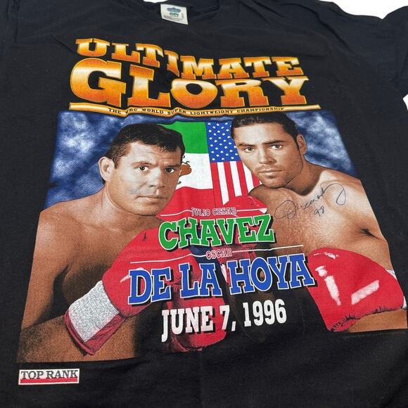 Ultimate Glory Chavez vs Oscar De La Hoya 1996 Signed Large Shirt - Picture 1 of 6
